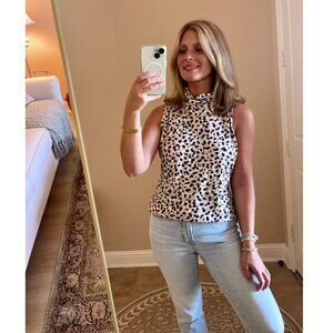 Ann Taylor Cream and Black Blouse